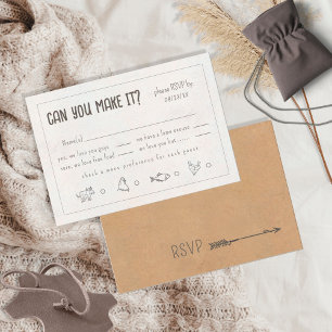 Cartão RSVP Rustic Boho Casual Funny Wedding ID1109