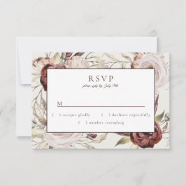 Cartão RSVP Rustic Boho Marsala Cream Floral
