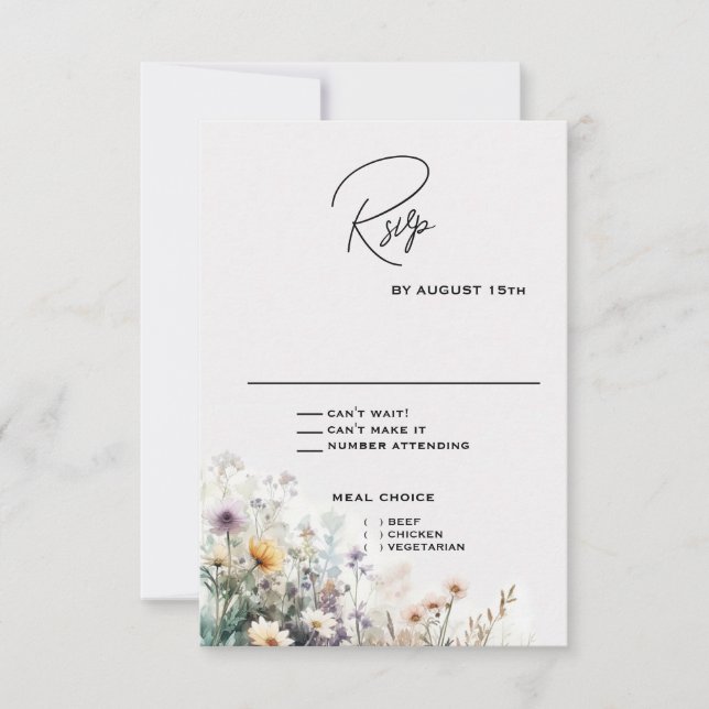 Cartão RSVP Rustic Boho Watercolor (Frente)