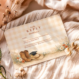 Cartão RSVP Rustic Boots Graduation Party