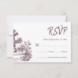 Cartão RSVP Rustic Burgundy Wildflower Wreath Wedding Details