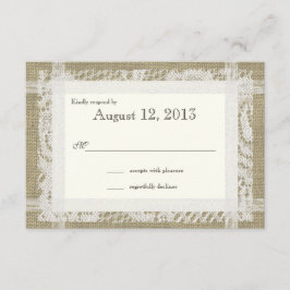 Cartão RSVP Rustic Burlap e Lace Reply