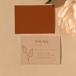 Cartão RSVP Rustic Burnt Orange Boho Casamento Elegante Mínimo