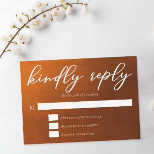 Cartão RSVP Rustic Burnt Orange Responde gentilmente Boho Casa
