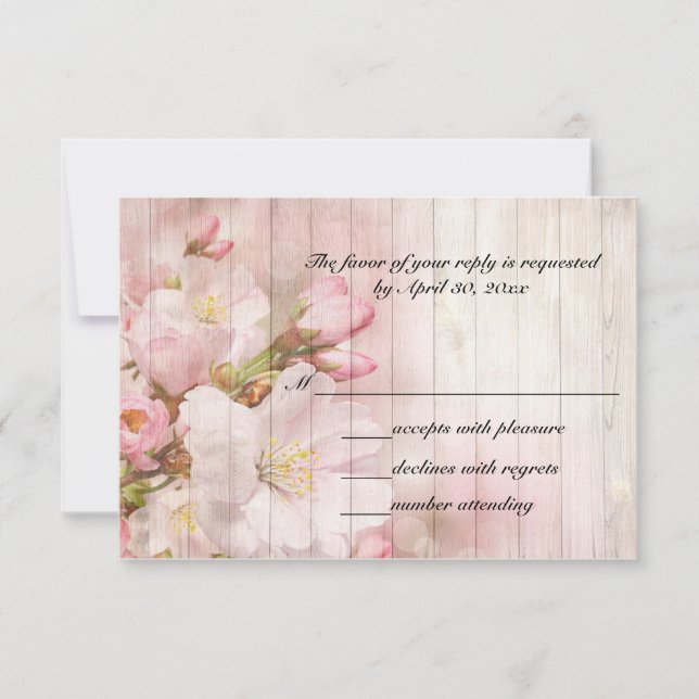 Cartão RSVP Rustic Cherry Blossom | Casamento (Frente)