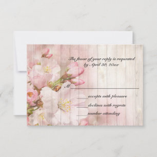 Cartão RSVP Rustic Cherry Blossom Casamento