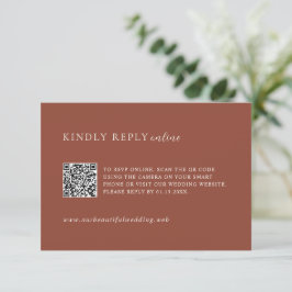 Cartão RSVP Rustic Copper QR Code Editorial Modern Wedding