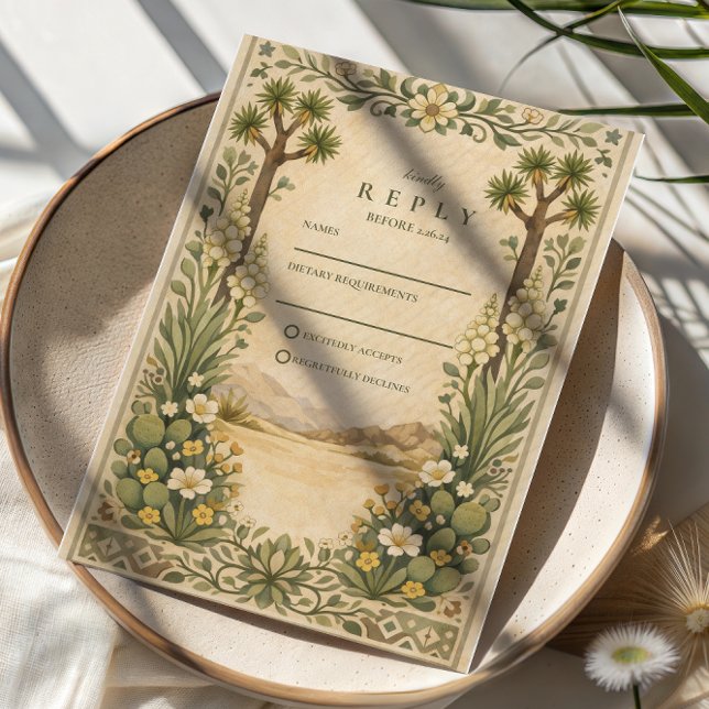 Cartão RSVP Rustic Desert Botanical Wedding (Criador carregado)