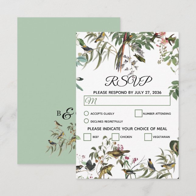 Cartão RSVP Rustic Eucalyptus Deixa Vintage Greenery Casamento (Frente/Verso)