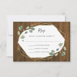 Cartão RSVP Rustic Eucalyptus Greenery | Casamento Geométrico