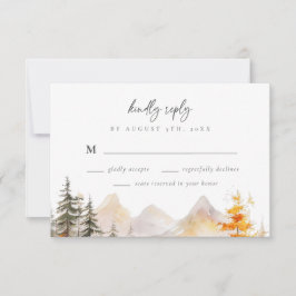 Cartão RSVP Rustic Fall Mountain Pine Forest Wedding