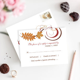 Cartão RSVP Rustic Falling Deixa Casamento