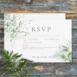 Cartão RSVP Rustic Fern Green Foliage White Sem Janto