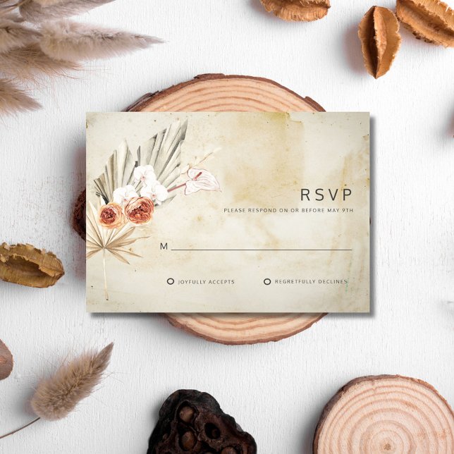 Cartão RSVP Rustic Floral Boho Wedding (Rustic Floral Boho Wedding RSVP Card)