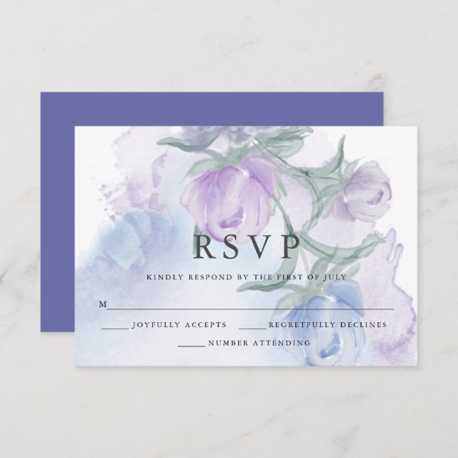 Cartão RSVP Rustic Floral Buds Watercolor (Frente/Verso)