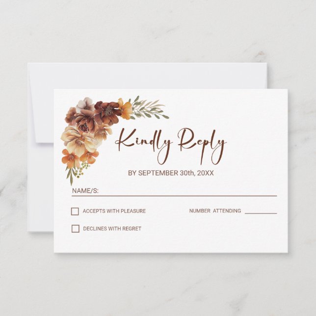 Cartão RSVP Rustic Floral Wedding (Frente)