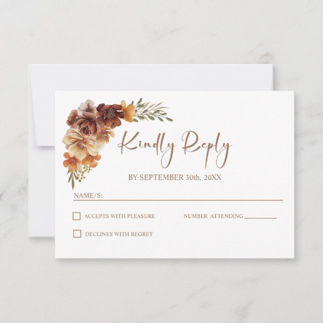 Cartão RSVP Rustic Floral Wedding (Frente)