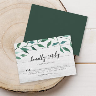 Cartão RSVP Rustic Greenery gentilmente Responde