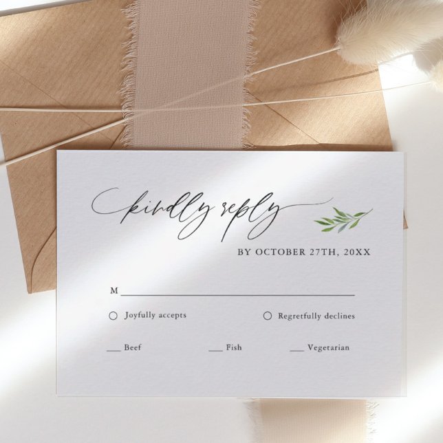 Cartão RSVP Rustic Greenery Rustic Wedding (Criador carregado)