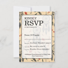 Cartão RSVP Rustic Macrame Boho Wedding Texture