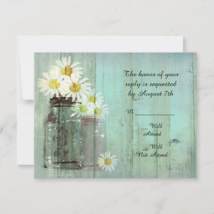 Cartão RSVP Rustic Mason Jar E Daisy Wedding R.S.V.P.