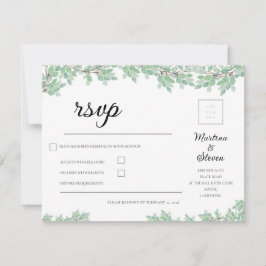 Cartão RSVP Rustic Modern Eucalyptus Greenery Wedding