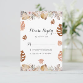 Cartão RSVP Rustic Neutral Boho Wedding