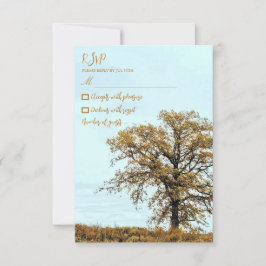 Cartão RSVP Rustic Oak Tree Autumn Wedding