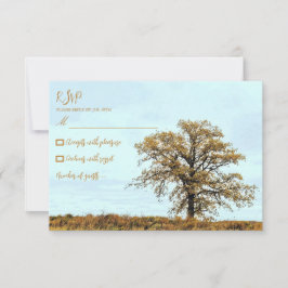 Cartão RSVP Rustic Oak Tree Autumn Wedding