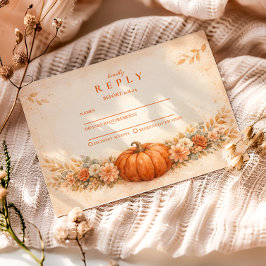 Cartão RSVP Rustic Pumpkin Floral Fall Graduation