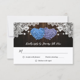 Cartão RSVP Rustic Purple and Blue Floral Wedding