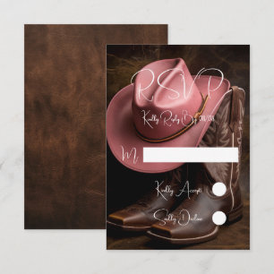 Cartão RSVP Rustic Romance: Boots and Hat Wedding