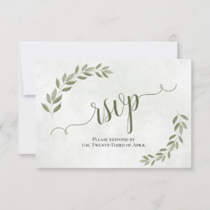 Cartão RSVP Rustic Sage Green deixa casamento simples