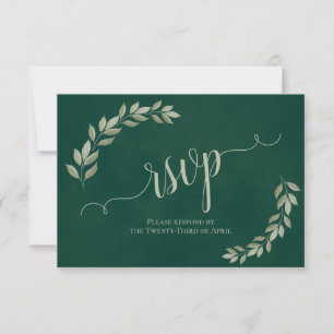 Cartão RSVP Rustic Sage Green deixa um simples casamento esmer