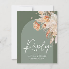 Cartão RSVP Rustic Sage Green Pampas Grass Modern em tendência