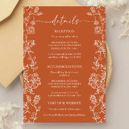 Cartão RSVP Rustic Terracotta Floral Details Enclosure Card