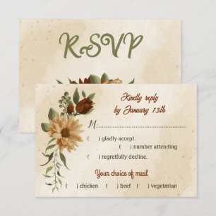 Cartão RSVP rustic terracotta floral seleção de farinha botâni
