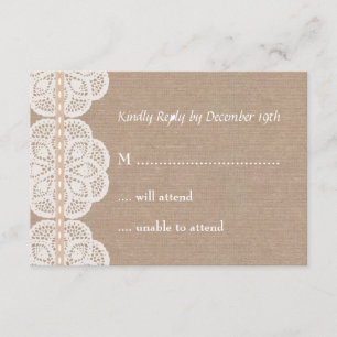 Cartão RSVP Rustic Vintage Doily Wedding