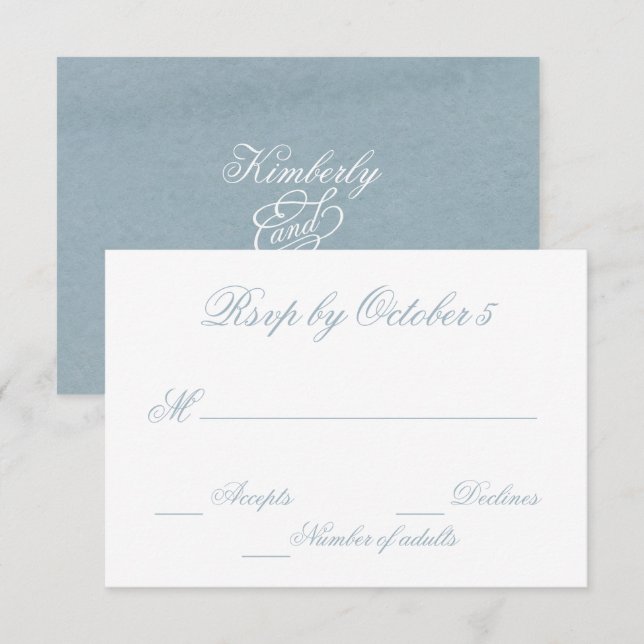Cartão RSVP Rustic Watercolor Dusty Blue Nature Leafy Casament (Frente/Verso)