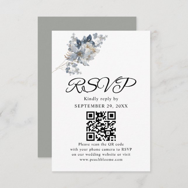 Cartão RSVP rustic watercolor illustration floral arrangement (Frente/Verso)