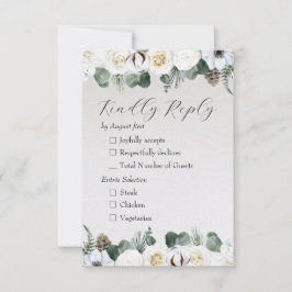 Cartão RSVP Rustic Winter Floral