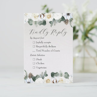 Cartão RSVP Rustic Winter Floral