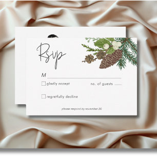 Cartão RSVP Rustic Winter Nature & Pine