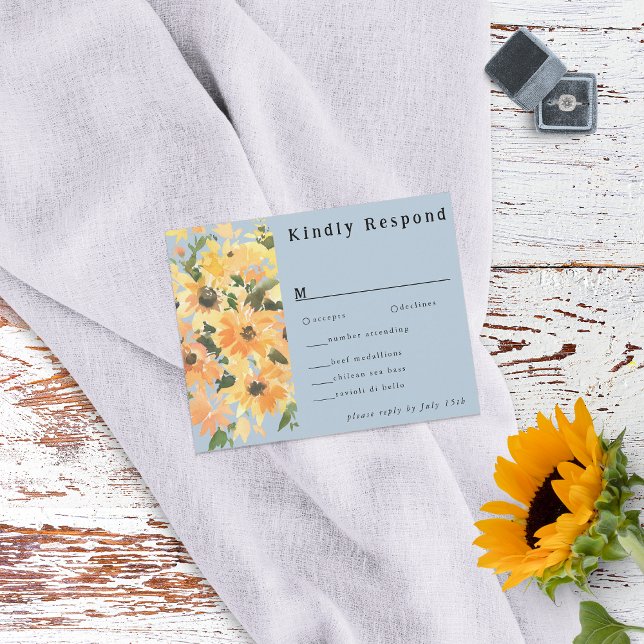 Cartão RSVP Rústica Buquê de girassol Aquarela (Criador carregado)