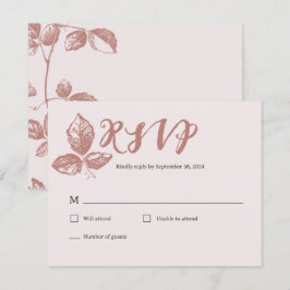 Cartão RSVP Rústico Rosa Poeirento Floral Caprichoso
