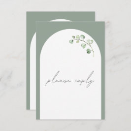 Cartão RSVP Sage Green Arch Botânica Casamento Escolhas de Ref