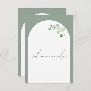 Cartão RSVP Sage Green Arch Botânica Casamento Escolhas de Ref