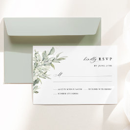 Cartão RSVP Sage Green Botanical Watercolor Elegant Wedding