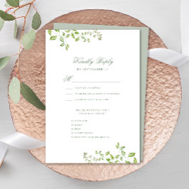 Cartão RSVP Sage Green Crest Monograma Modern Greenery Casamen