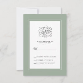 Cartão RSVP Sage Green Elegant Wedding Reply Chic Enclosure